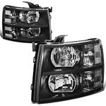 DNA MOTORING HL-OH-CSIL07-BK-CL1 Pair of Black Housing Headlights Compatible with 07-13 Silverado 1500/07-14 Silverado 2500 3500 & HD Models