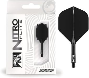 RED DRAGON Darts – Nitro Flite Integrated Flight & Shaft System – No.2 Shape and Design – Black & Black Colour, Short Length