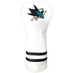 Team Golf NHL San Jose Sharks White Vintage Fairway Head Cover White Vintage Fairway Golf Club Headcover, Form Fitting Design, Retro Design