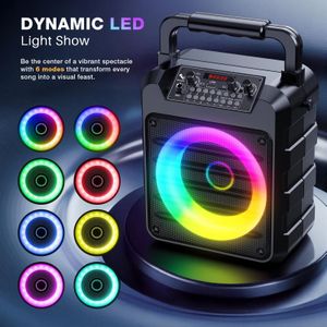 Dislocati Karaoke Machine with 2 Wireless Mics – Portable Bluetooth PA Speaker with Lights, TWS, USB, AUX for Home Party