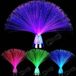 Retisee 4 Pieces Fiber Optic Lamp with Crystal Base Sensory Lights Color Changing USB Battery Powered Fiber Optic Lights for Room Wedding Party Decoration
