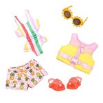 Glitter Girls – Glitter Girls Doll Clothes – Swimsuit Outfit – Sunglasses, Life Jacket, Shorts – Beach Accessories – 3 Years + – Bright As The Sun!