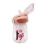 Attro Sippy Kids 400ml Water Bottle with Fliptop Lid & Starw Kids Bottle ML Mention for Daily Water Intake BPA Free, Leakproof - Pink