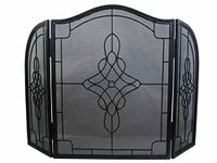 SK Style Decorative Filigree Grid 3 Fold Fire Screen Spark Guard