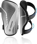 Shin Guards Soccer Kids Youth, CE Certified AirsFish Shin Guard Protection Gear for 2-18 Years Old Boys Girls Teenagers High Impact Resistant Comfortable 1 Pair (Light Grey+Black Wave, Small)