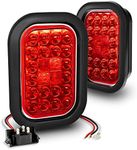 TRUE MODS 2pc Red 5" x 3" Rectangular LED Trailer Tail Light Kit [DOT FMVSS 108] [SAE I6 P2 S2 (3) T] [Grommets/Plugs] [Submersible] [Stop Turn Tail Brake] [24 LED] For Tow Truck 80" Wide Trailer