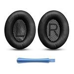 Headphones Replacement Earpads, Ear Cushions for Bose, Ear Pads Compatible with Bose QuietComfort QC15 QC25 QC2 QC35II QC35/ Ae2 Ae2i Ae2w SoundTrue Over-ear Headphones, Softer Leather(Black)