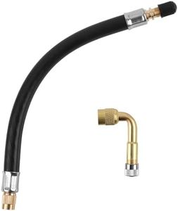 Gosknor Tire Valve Extension, 8.54 Inch Valve Stem Extension Hose Flexible Valve Stem Extender with 90 Degree Brass Tire Valve Extension Adapter for Cars Motorcycles Bicycles RVs