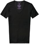 Tommy John Men's Cool Cotton Deep V-Neck Shirt, Stay Tuck Design, Soft Stretch Fabric Cotton, Comfortable Fit Premium Men's T-Shirt, Short Sleeve Undershirts for Men, Black, XL