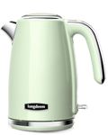 LONGDEEM Electric Kettle Stainless Steel 1.7L - 1500W Quick Boil, Retro Style, Auto Shut-Off, Boil Dry Protection with Filter & Water Gauge - Perfect for Tea, Hot Water, Green