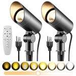 Fyielik 30W Spot Lights Outdoor 120V 2700K-6500K Stepless Adjustable Outdoor Spotlight Plug in with Timer and Remote Dimmable Waterproof Landscape Lights Outdoor Spot Lights for Yard Garden (2Pack)