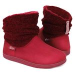 Longbay Women's Warm Chenille Knit Bootie Slippers Memory Foam Comfy Suede Fluffy Faux Fur Memory Foam Winter Boots House Shoes (Medium / 7-8, Wine Red)