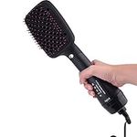 Black Paddle Brush Hair Dryer, Hot Hair Brush for Hair Straightening,Volumizer,Fringe Curler, Hair Dryer Styling Comb with Smooth Frizz & Negative Ionic Technology(US)