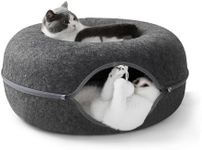 Jia Xi Indoor Cat Hideout, Donut Cat Bed, Universal for All Seasons Cat Condo and Cat Cave (24 in * 24 in * 11 in) Dark Grey