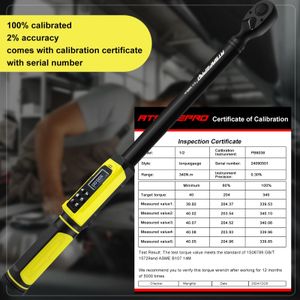 ATsafepro Digital Torque Wrench 1/2'' Drive – 5.1-340Nm, LCD, Dual-Direction, ±2% Accuracy