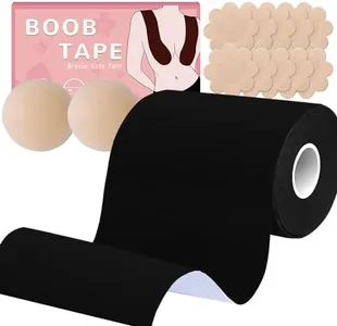 BEWTEIM Breast Tape Lifting Large Breast, Extra Wide Boob Tape for Heavy Boobs 6 inch, Invisible Boobytape for Breast Lift Plus Size D-G Cup with Nipple Covers Satin Nipple Pasties