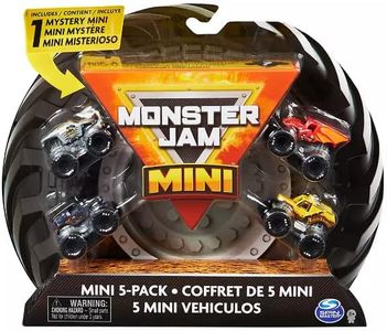 Monster Jam Mini, Official Mini Collectible Monster Trucks; 1:87 Scale 5-Pack Includes 1 Mystery Truck