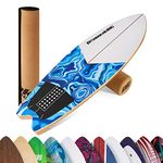 BoarderKING Balance Board, Surf Board Balance Adults, Kids and Toddlers, Wooden Trickboard Cork Board Roll Mat Set, Balance Trainer Plate Training Equipment, Wobble Fit Turnboard for Dancers and Yoga