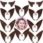 CNYMANY 10 pairs Cosplay Elf Ears, 2.6" 3.9" 4.7" Brown Soft Latex Pointed Ears Tips Fairy Costume with Artificial Diamond