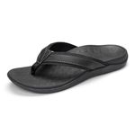 Vionic Orthopedic Tide Men's Toe Post Sandal That Includes Three-Zone Comfort for Heel Pain and Plantar Fasciitis with Concealed Orthotic Arch Support Medium Fit Black UK 10