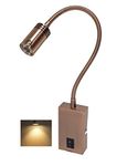 Mufasa 3 Watts Rose Gold Finish LED Bedside Wall Light Surface Mounted Spotlight Reading Light Night Lamp Long Arm 28Cm Gooseneck (Pack of 1) (Warm White)