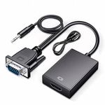 GR Deals VGA to HDMI, 1080P VGA to HDMI Adapter for Computer, Desktop, Laptop, PC, Monitor, Projector, HDTV with Audio Cable and USB Cable.