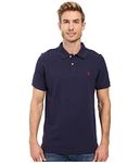 U.S. Polo Assn. Mens-Classic Polo Shirt Button-Down Short Sleeve Polo Shirt - Blue - XL