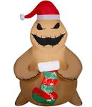 Gemmy Holiday Inflatables 4 Foot Nightmare Before Christmas Jack Skellington with Wreath (Oogie Boogie - Stocking)