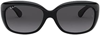 Ray-Ban Women's RB4101 Jackie Ohh Butterfly Sunglasses, Black/Polarized Light Grey Gradient Dark Grey, 58 mm