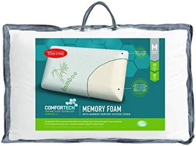 Tontine Comfortech Memory Foam Pillow with Bamboo Cover, Medium Height, Firm Support, Moulds to The Exact Shape of Head and Neck, Customised Support, Cooling and Machine Washable Cover