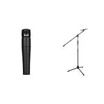 Shure SM57-LCE Cardioid Dynamic Microphone - Black & Tiger MCA68-BK Microphone Boom Stand, Mic Stand with Free Mic Clip - Black