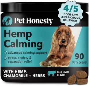 Pet Honesty Natural Hemp Calming Chews for Dogs - Dog Anxiety Relief - Calming Aid Supplement with Valerian Root, Chamomile, + Magnesium - Stress, Separation & Thunder Support - (Beef Liver, 90 Count)