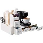 Navaris Coffee Station Organizer - Space-Saving Design for Tea and Coffee Bar Accessories - Sachet Holder & Condiment Organiser Suitable for Home, Office, Gym, or Hotel - Cream