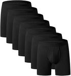 YOULEHE Men's Boxer Shorts Soft Bamboo Underwear Trunks Breathable Multipack (U018 (7 Pack Black - Long Legs), XL)