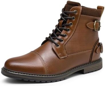 Bruno Marc Men's Motorcycle Boots Oxford Dress Boot,Size 7,Camel,Philly_10