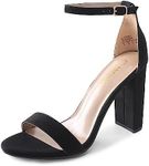 DREAM PAIRS Womens Hi-Chunk High Heel Pump Sandal Black Suede - 6