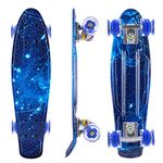 Caroma Skateboards Kids Beginners Girl Boy Teens Adult, Mini Cruiser Skateboardw/PU Wheels, 22 Inch, Longboardw/ABEC 7 Bearings, Small Retro Plastic Skateboard, Blue, L x W x H: 22 x 5.7 x 4.9 inches
