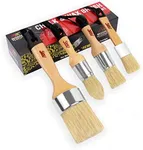 Chalk Wax Paint Brush 4PCs Set Including 3 Small Paint Brushes for Furniture Painting and 1 Large Chalk Brush, Bristle Paint Brushes Set Compatible with Annie Sloan Chalk Paint, Fusion Mineral Paint