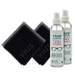 Lens Cleaner Kit vius Premium Lens Cleaner Spray for Eyeglasses, Cameras, and Other Lenses - Gently Cleans Fingerprints, Dust, Oil (2oz Travel Pack)