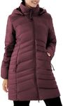 PUREPEAR Women's Winter Warm Light Long Puffer Jacket with Detachable Hood Red XL
