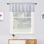 GlowSol Grey Valance Curtains Farmhouse Kitchen Curtains Small Window Curtain Linen Cafe Curtains Window Curtain Set for Bathroom Half Window Curtains for Living Room, 52" W x 15" L