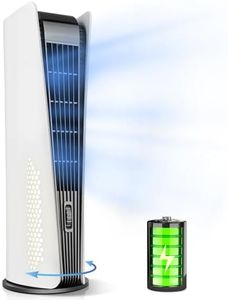 SISMEL 10000mAh Tower Fan for Bedroom,Quiet Floor Fan,180° Oscillating Bladeless Fan,Portable Fan with 3 Speeds, Timer, Night Light, LED Display,Rechargeable Desk Fan for Home Office