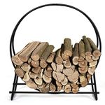 ORALNER 40” Firewood Rack Log Hoop, Round Tubular Steel Firewood Storage Stand Wood Racks for Outdoor Indoor, Wood Stove Fireplace Log Holder Lumber Stacker