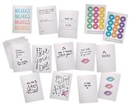 Hill Valley Greetings Romantic & Funny Love Notes Card Set - 24 Cards with Envelopes & Sticker Seals - 12 Cute & Sassy Designs for Valentines Day & Anniversaries