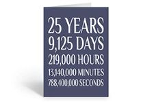 25th Anniversary Card, Birthday Card - Happy 25th Anniversary, Blank