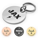 Personalized Lovely Symbols Dog Tags and Cat Tags Custom Engraved Stainless Steel Pet ID Tag (Silver, X-Small)