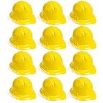 The Glowhouse Pack of 12 Construction Plastic Party Hats Kids & Adults Party Hats - Fancy Dress Up Soft Hats for Kids and Adults (Pack of 12)