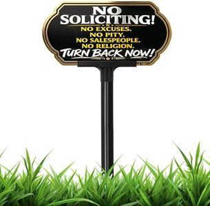 Aggressive Funny No Soliciting Sign for House, 10 x 5 In Aluminum UV Printed Weatherproof Absolutely No soliciting Metal Sign with Adjustable 24"/37" Stake, Outdoor Yard Sign for Home and Front Door