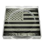 Humidor Supreme Military Line Series Crystal Cigar Ashtray, Honoring Our Brave Soldiers, Black Finish with Military Flag Artwork