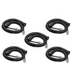 Telephone Handset Cord, SINCODA 5 Pack 6Ft Modular Coiled Telephone Handset Cord for Telephone/Handset Black Curly Cord,Coiled Length 1.2Ft to 6.0 Ft Uncoiled(Black)